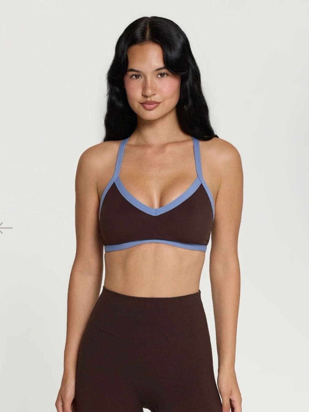 NWT FORM V Neck Sports Bra Espresso / Glacier Small